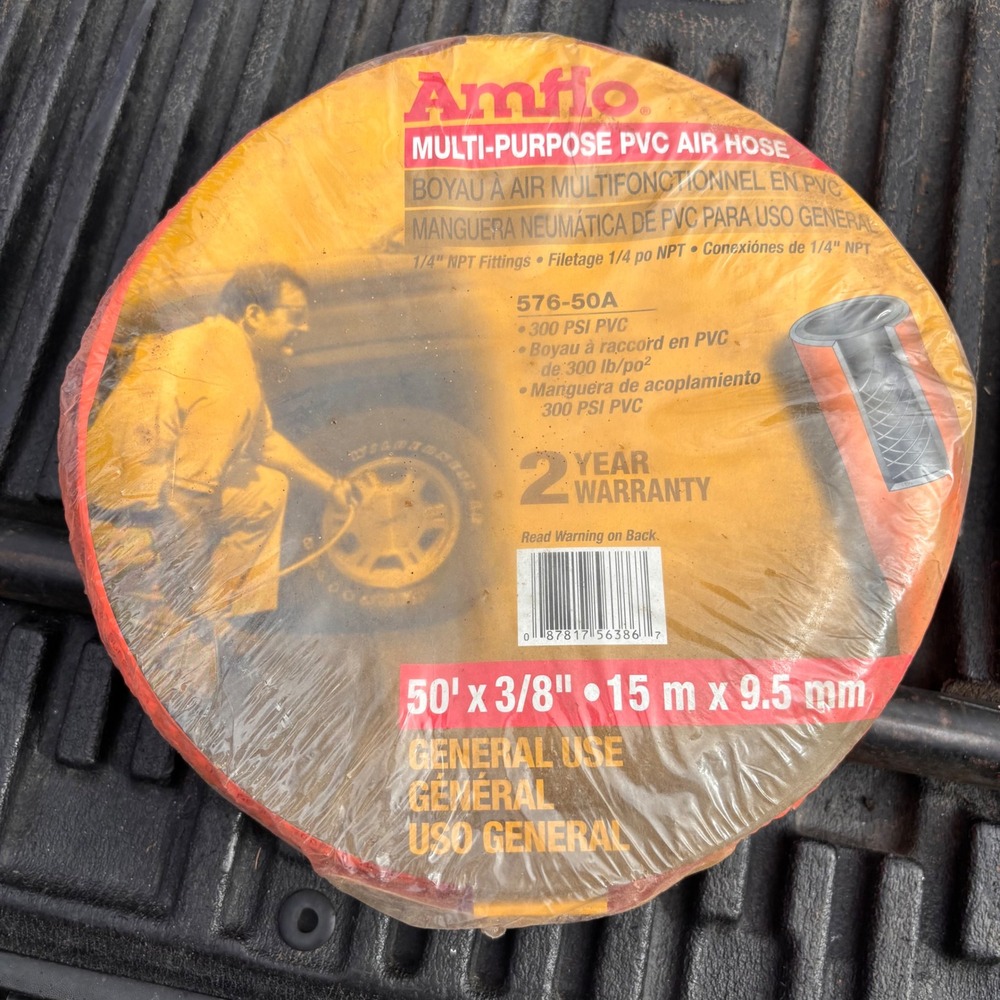 Amflo 576-50A Multi-Purpose PVC Air Hose 50ft x 3/8in 300 PSI Orange 1/4 NPT